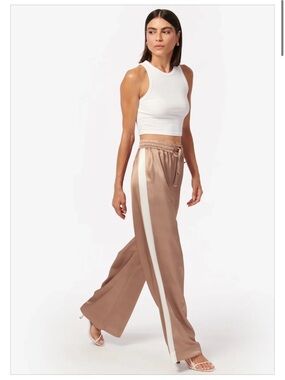 Cami NYC Reggie Wide-Leg Track Pants in Black with White Side Stripe